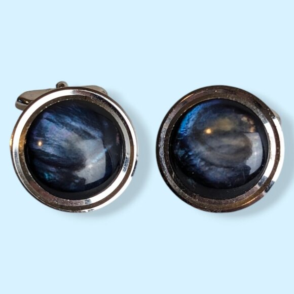 Vintage Dyed MOP Round Cufflinks - Picture 3 of 6
